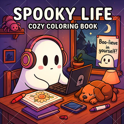 Halloween Spooky Life Coloring Book for Adults and Teen Featuring Adorable Creepy Creatures Painting Gift Art Activity Book