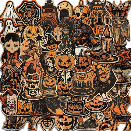 50/100PCS Retro Halloween Stickers Terrifying Pumpkin Luggage Phone Graffiti Laptop Wall Scrapbook Motorcycle DIY Gifts