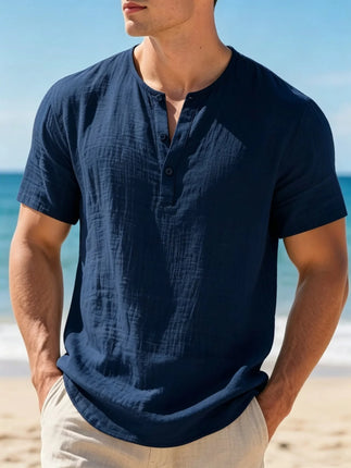 Men's Linen Henley T-Shirt