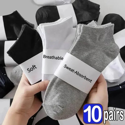 5/10 Pairs Unisex Ankle Socks Solid Color Black White Gray Cotton Deodorant Breathable Running Sports Socks New Spring Summer