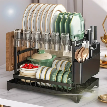 Kitchen bowl rack, drain rack,1pc Double-layer Tableware Drain Rack, Chopsticks Water Cup Cutting Board Kitchen Storage Rack, La