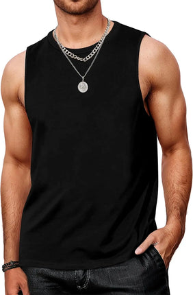 Mens Tank Tops Workout Sleeveless Shirts Summer Solid Color Polyester Quick Drying Tanks for Men Summer Beach Sports T-Shirts