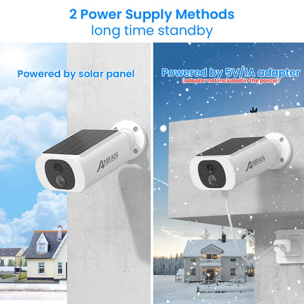 ANRAN 5MP Solar Camera Outdoor Wireless 2.4G WIFI Camera Built-in Battery Home Security Camera Color Night Vision Can't Add NVR