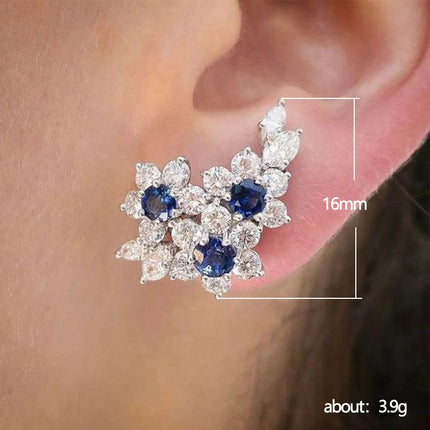 Huitan Gorgeous Women's Earrings with Blue/White Round CZ Luxury Female Earrings for Wedding Engagement Party Brilliant Jewelry