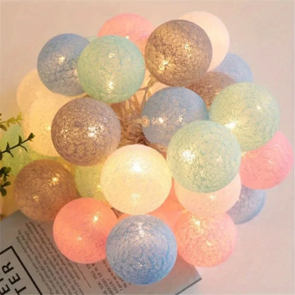 Halloween Cotton Garland Balls Lights String Christmas Outdoor Hanging Party Baby Kids Room Bed Fairy Lights Wedding Decorations