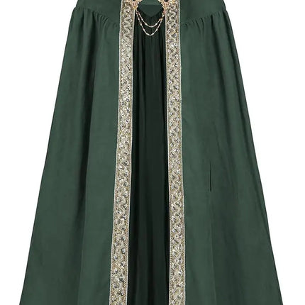 Halloween Retro Pastoral Ribbon Edge Hooded Cloak Medieval Renaissance Lace Cloak Anime Costume Carnival Party Cosplay Jacket
