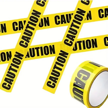 Halloween Danger Tape Yellow Red Barricade Line with Bold Caution Lettering for Horror Party Haunted House Scary Scene Decor