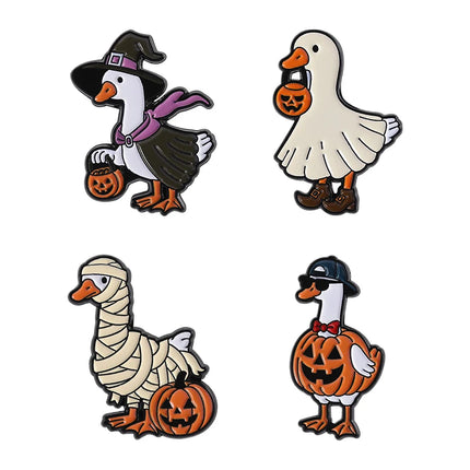 2-5Pcs/Set Punk Halloween Collected Enamel Pins Pumpkin Duck Capybara Skeleton Cat Ghost Brooch Lapel Badge Jewelry Gift Friends