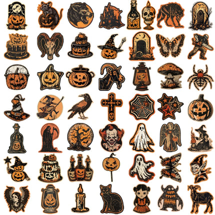 50/100PCS Retro Halloween Stickers Terrifying Pumpkin Luggage Phone Graffiti Laptop Wall Scrapbook Motorcycle DIY Gifts