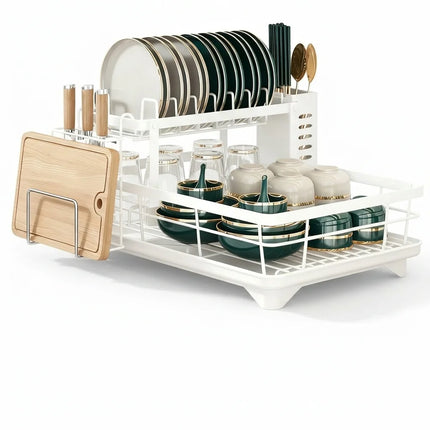 Expandable 2-Tier Dish Drying Rack