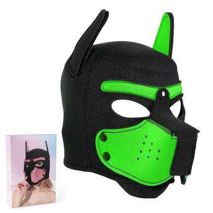 Unisex Halloween Pupply Play Party Sexy Costumes of Men Women Latex Open Mouth Hole Dog Headgear Full Face Fetish Mask Hood
