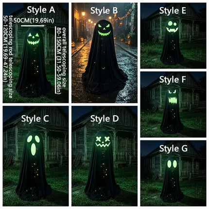 Luminous Halloween Standing Ghost Decor Adjustable Gothic Outdoor Light-up Ghost ED Lights Soft LED Lights Halloween Decor Prop