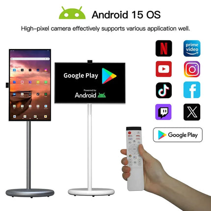 Smart Tablet 27 Inch Portable Smart TV Android13 IPS Touch Screen Height Adjustable 100WH Battery Working Time 6-8 Hours