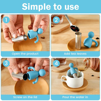 Stainless Steel Tea Sieve New Human Shaped Tea Sieve Kitchen Accessory Filter Accessories Supplies Humidifier Pet Products Bar