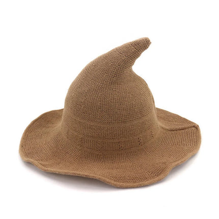 Halloween Witch Hat Long Point Hat Knitted Cap for Women Halloween Party Hat Magical Hat Festival Party Cosplay Decoration