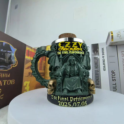 Halloween 3D Resin Ozzy Mug Osbourne Commemorative Mug Stainless Steel Skull Water Cup Beer Mug Coffee Cup Drinking