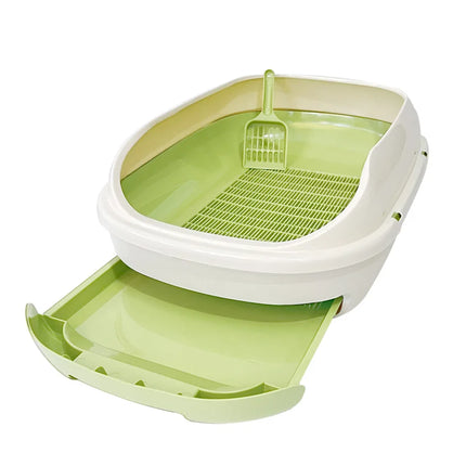 New Semi-closed Grid Drawer Double Cat Litter Pan Easy To Cleaning Extra Large Splash Proof for Pine Litter Pet Products