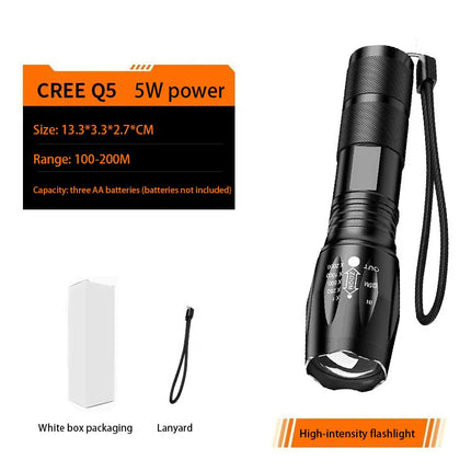 High Power LED Flashlight Zoomable Aluminum Camping Torch Waterproof Uses 3 AAA Batteries Outdoor Activities No Battery