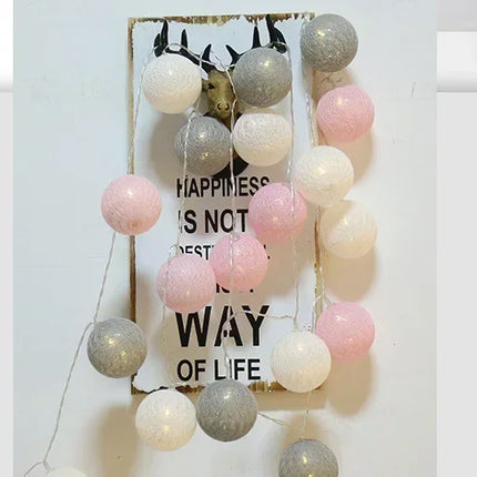 Halloween Cotton Garland Balls Lights String Christmas Outdoor Hanging Party Baby Kids Room Bed Fairy Lights Wedding Decorations