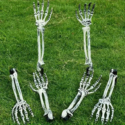 1/6pcs Skeleton Bone Garden Ground Stakes Skull Head & Hand for Halloween Home Yard Ground Insert Holiday Party Decor Ghost Hand