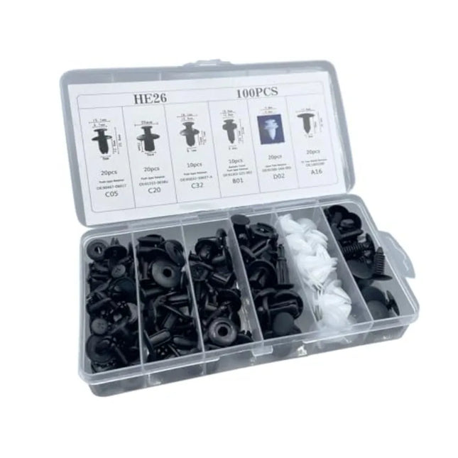 100PCS Plastic Car Body Trim Clips Universal Car Bumper Clips Rivets Fasteners Push Retainer Kit Auto Push Pin Rivets Set with