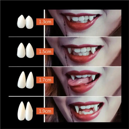 Halloween 1 Pair/4 Pairs Vampire Fangs Fake Teeth Cosplay Props Makeup Party Resin DIY Fangs and Free Adhesive Glue Gift Set