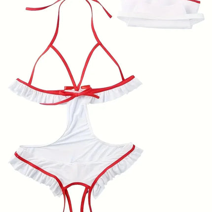 Sexy Nurse Halloween Costume for Women Adult Exotic Role Play Lingerie Set