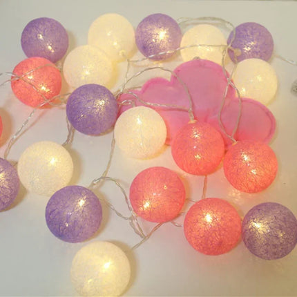 Halloween Cotton Garland Balls Lights String Christmas Outdoor Hanging Party Baby Kids Room Bed Fairy Lights Wedding Decorations