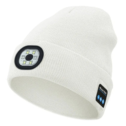Unique With Light Bluetooth Beanie Hat Removable Headphones Wireless Headphones Speaker Mic Rechargeable LED Light Cap Fishing