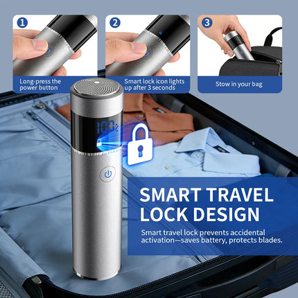 Mini Portable Electric Shaver for Men IPX7 Waterproof Beard Trimmer Razor Travel And Car Use Friendly