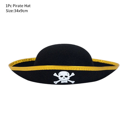 Pirate Captain Cosplay Costume Props Set Kids Halloween Hat Hook Skeleton Eye Patch Pirate Party Halloween Decoration Supplies