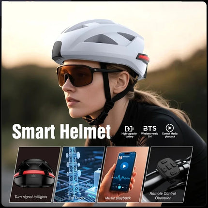 Bluetooth Smart Helmet Unisex Bluetooth Music Light Waterproof Breathable Cycling Safety Bike Helmet Safety Racing Helmets