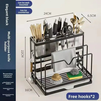 Kitchen Stand Home Utensil Multifunctional Knife Holder Pot Lid Storage Rack Cutlery Holder Counter Cutting Board Rack