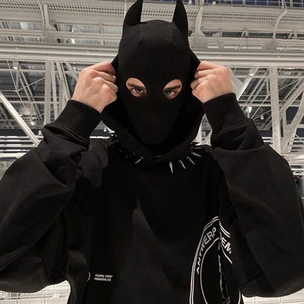 High Street Funny Style Personality Black Cartoon Mask For Halloween Cosplay Masked Hat