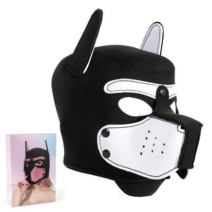 Unisex Halloween Pupply Play Party Sexy Costumes of Men Women Latex Open Mouth Hole Dog Headgear Full Face Fetish Mask Hood