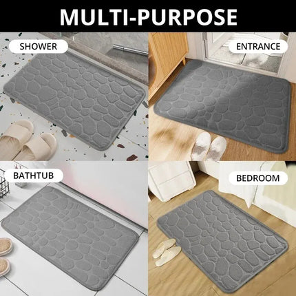 1pc Embossed Fiber Carpet, Bathroom Living Room Anti Slip Mat, Pebble Floor Mat, Household Items