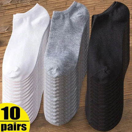 5/10 Pairs Unisex Ankle Socks Solid Color Black White Gray Cotton Deodorant Breathable Running Sports Socks New Spring Summer