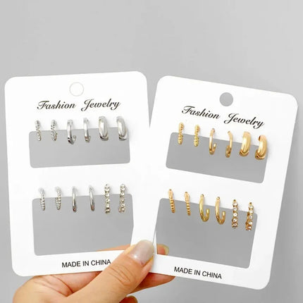 Crystal Hoop Earrings Set
