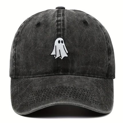 Halloween Embroidered Baseball Hat with Cute Ghost Pattern Simple Style Suitable for Men and Women