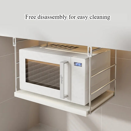 Kitchen Microwave Oven Shelf Wall Mounted Oven Rice Cooker Multifunctional Hanging Cabinet Bracket Free Punching Storage Rack