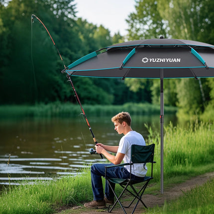 Fishing Umbrella: UV Protection, Waterproof, Wind-Resistant with Stable Stand - Foldable for Freshwater/Saltwater Fishing