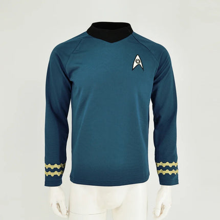Halloween costume Startrek Cosplay TOS Captain Kirk Gold Shirts Spock Blue Uniforms Red Starfleet Tops for Men's Coat Party Prop