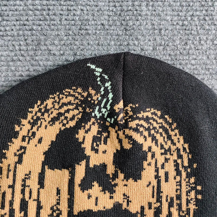 Halloween Cartoon Pumpkin Smile Warm Knitted Hat Jacquard Fun Holiday Gift Adult Unisex Knit Cap