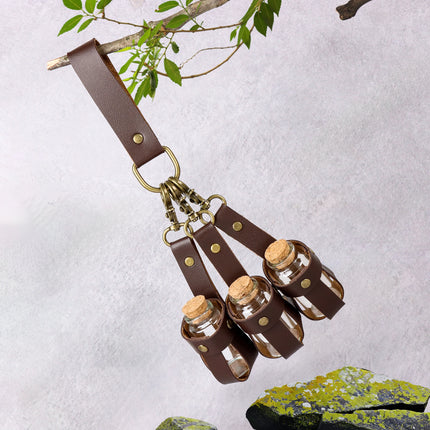 Medieval Cosplay Accessory、Halloween Magic Potion Pendant、PU Leather Cork Bottle Charm、Gothic Potion Vial、Themed Party Halloween