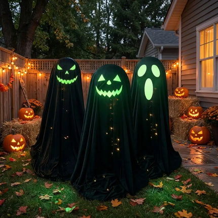Luminous Halloween Standing Ghost Decor Adjustable Gothic Outdoor Light-up Ghost ED Lights Soft LED Lights Halloween Decor Prop