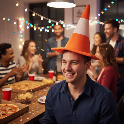 Funny Foldable Traffic Cone Hat Dress Up Masquerade Stage Hat Role Play All Age Halloween Costume Funny Hat Cosplay Event