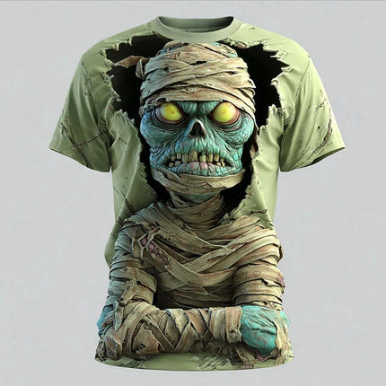 Halloween Skeleton 3D Printed  Men's T-shirt Summer Outdoor Casual Horror Pattern Short Sleeve Top Y2k Men Clothing