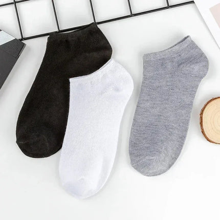 5/10 Pairs Unisex Ankle Socks Solid Color Black White Gray Cotton Deodorant Breathable Running Sports Socks New Spring Summer