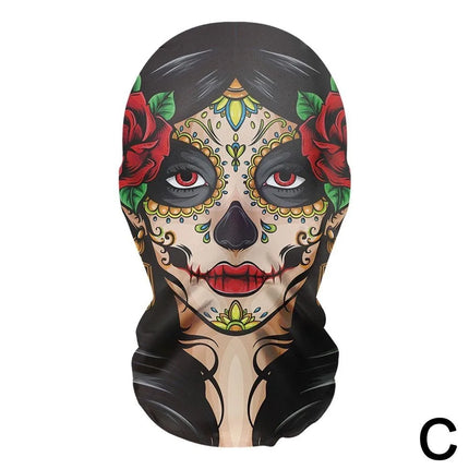 3D printed mask for role-playing full face covering elastic mesh printed mask fashionable Halloween makeup dance party headwear