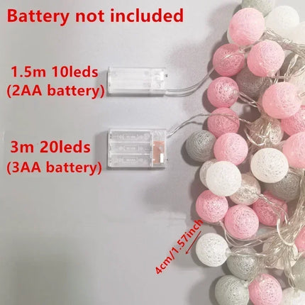 Halloween Cotton Garland Balls Lights String Christmas Outdoor Hanging Party Baby Kids Room Bed Fairy Lights Wedding Decorations